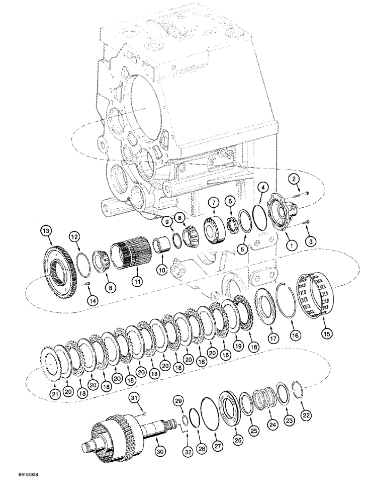 Схема запчастей Case 921 - (6-044) - TRANSMISSION ASSEMBLY 114363A1, SECOND GEAR AND CLUTCH (06) - POWER TRAIN