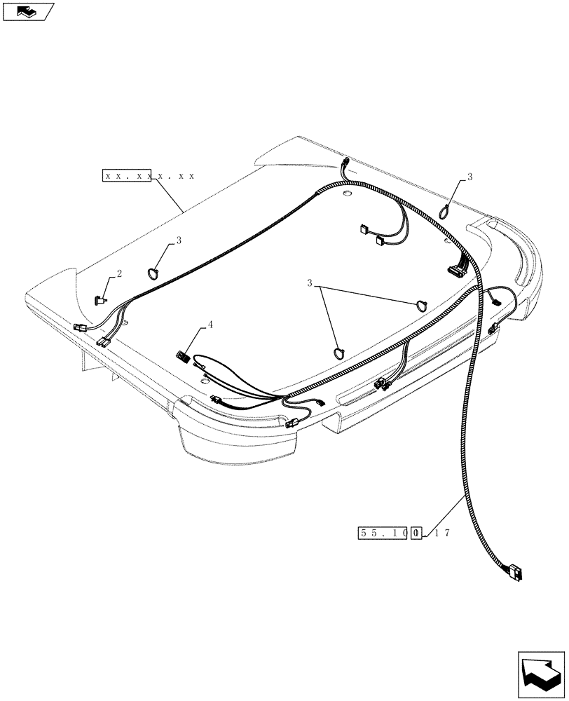 Схема запчастей Case 621F - (55.100.18) - HARNESS , CANOPY ROOF INSTALLATION (55) - ELECTRICAL SYSTEMS