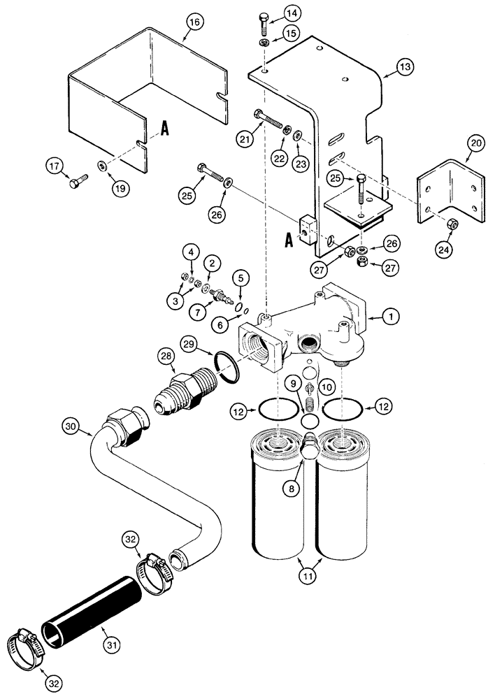 Схема запчастей Case 621C - (08-022) - HYDRAULICS - FILTER TO RESERVOIR, OIL FILTER TO HYDRAULIC RESERVOIR (08) - HYDRAULICS