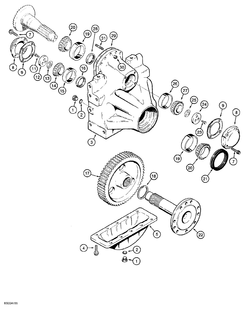 Схема запчастей Case 650G - (6-16) - TRANSMISSION ASSEMBLY - FINAL DRIVE (1524 MM (60 INCH) GAUGE DOZER MODELS) (06) - POWER TRAIN