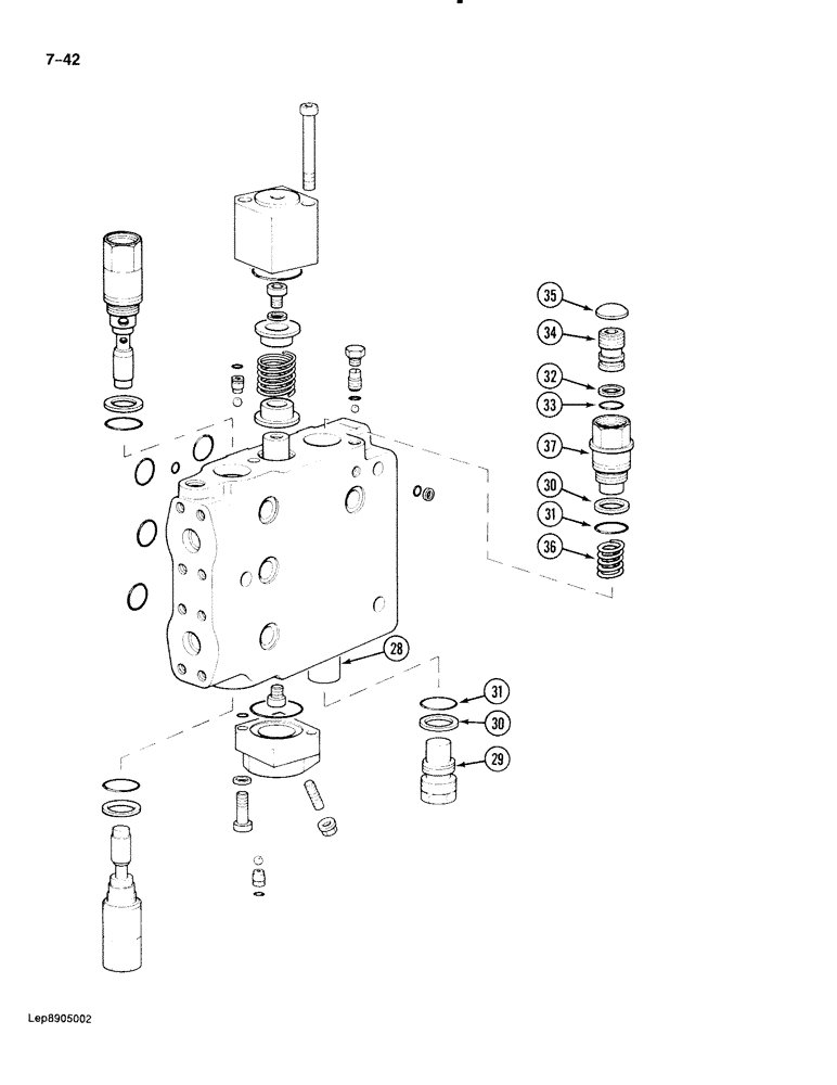 Схема запчастей Case 888 - (7-042) - DRIVE CONTROL VALVE, TRACK DRIVE SECTION, P.I.N. FROM 15263 AND AFTER (07) - BRAKES