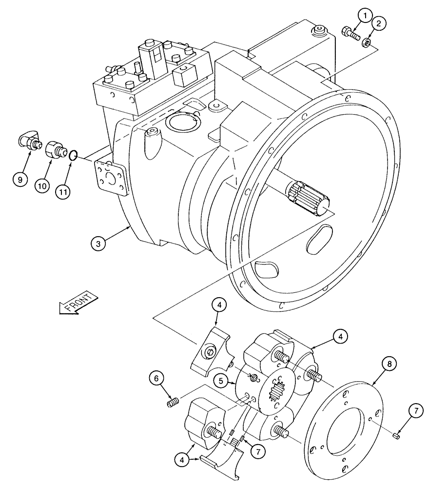 Схема запчастей Case 9050 - (8-04) - HYDRAULIC PUMP AND COUPLING (08) - HYDRAULICS