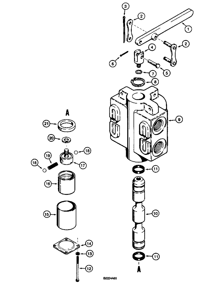 Схема запчастей Case 660 - (8-080) - TRENCHER/PLOW SELECTOR VALVE - H672979, USED ON MODELS WITH QUAD OPTION (08) - HYDRAULICS