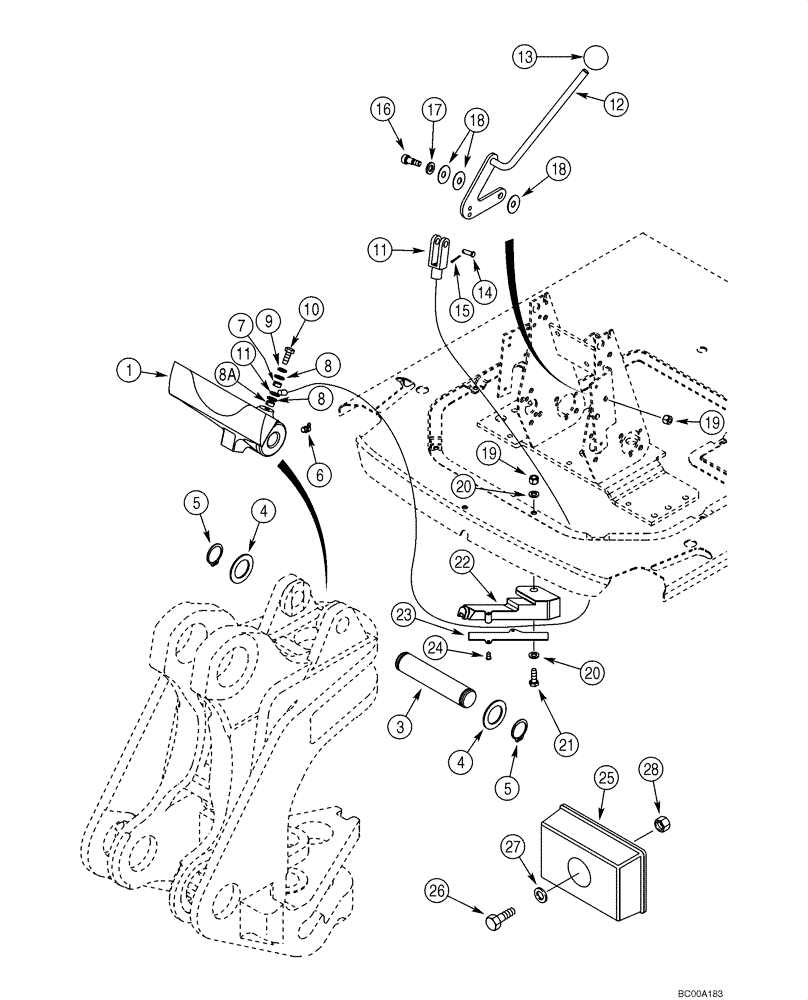 Схема запчастей Case 590SM - (09-22) - BOOM LATCH (09) - CHASSIS/ATTACHMENTS