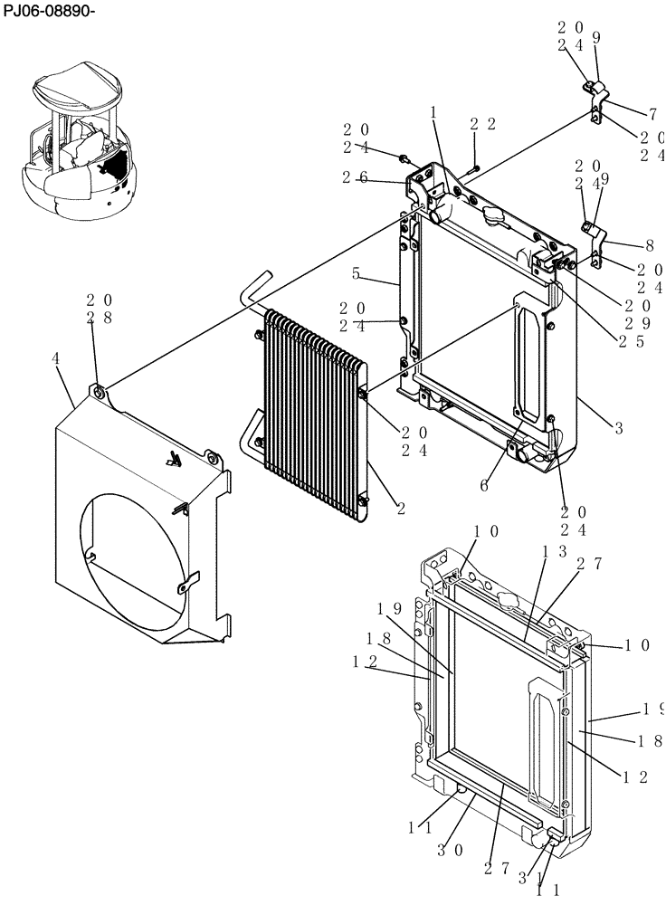 Схема запчастей Case CX50B - (034-01[1]) - RADIATOR ASSY (10) - ENGINE