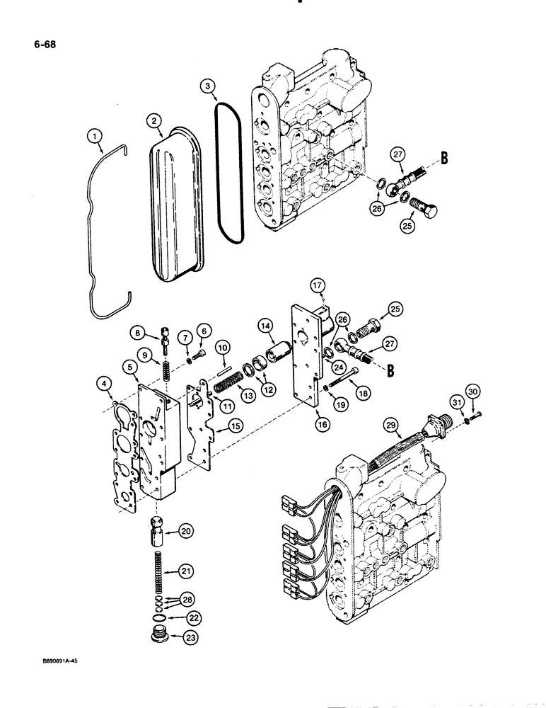 Схема запчастей Case 621 - (6-068) - TRANSMISSION ASSEMBLY, CONTROL VALVE, P.I.N. JAK0020901 AND AFTER (06) - POWER TRAIN