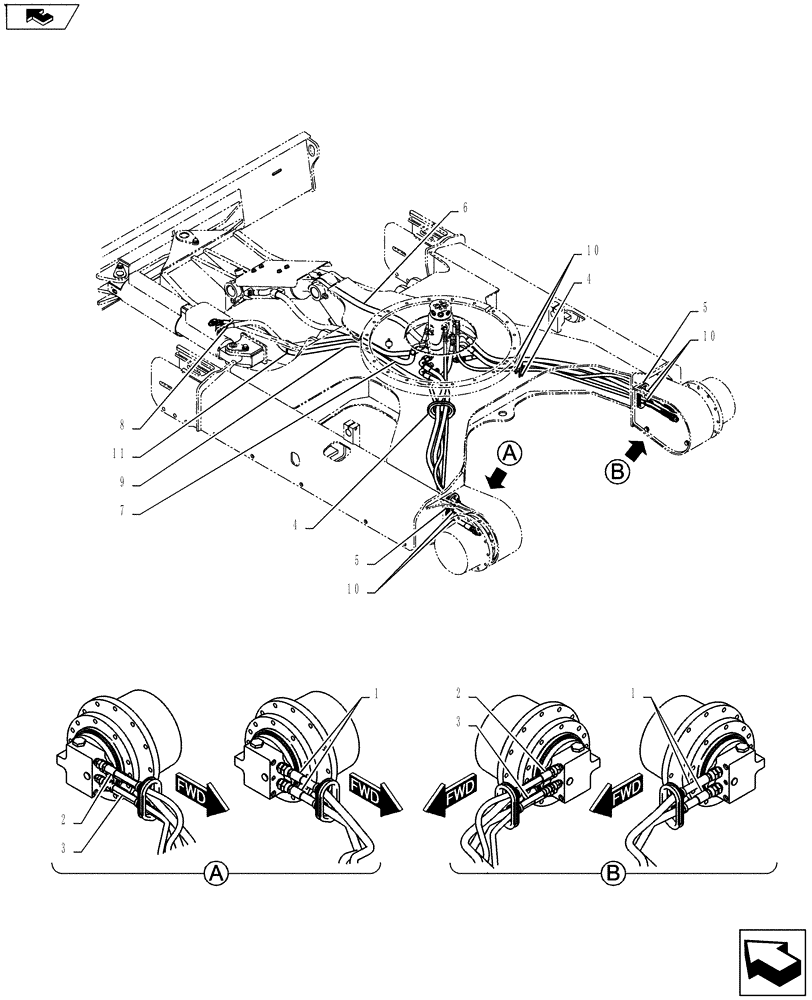 Схема запчастей Case CX55BMSR - (02-013[00]) - HYD LINES, LOW (ANGLE DOZER) (35) - HYDRAULIC SYSTEMS