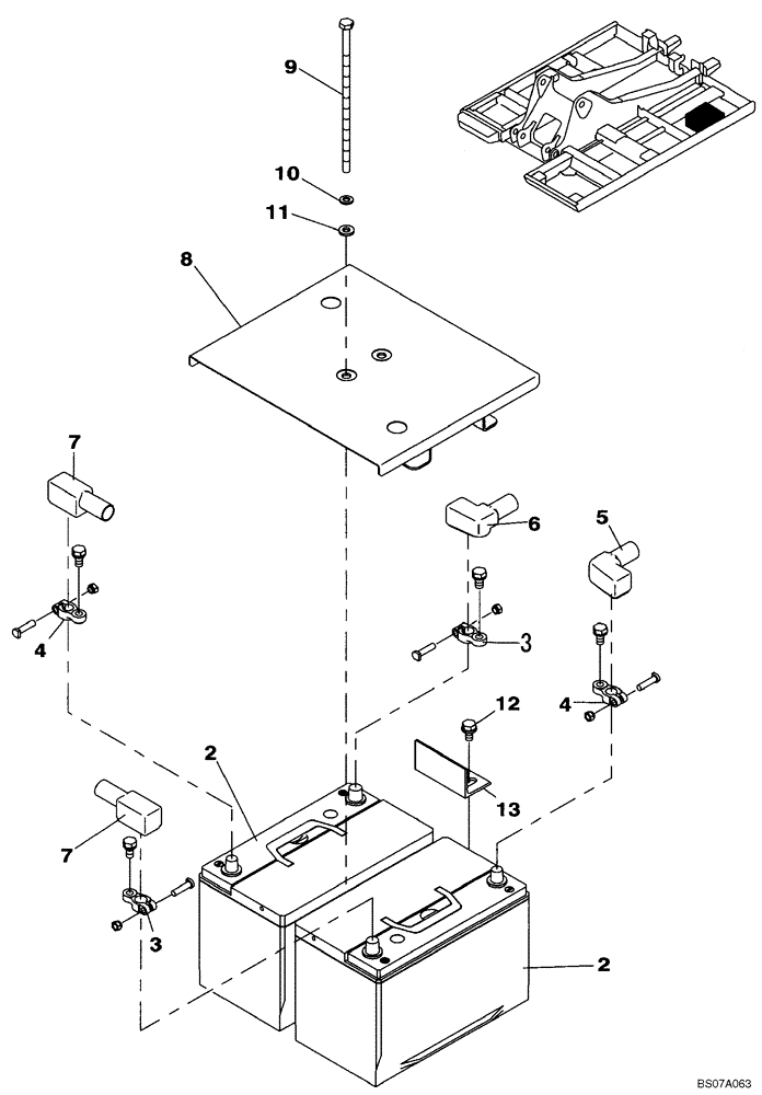 Схема запчастей Case CX130B - (04-14) - BATTERY - CABLES (04) - ELECTRICAL SYSTEMS