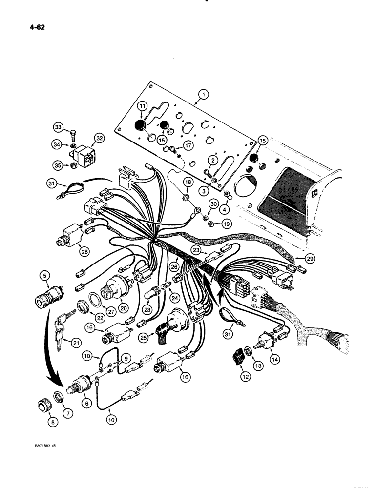 Схема запчастей Case W11B - (4-062) - ELECTRICAL SYSTEM, LEFT-HAND INSTRUMENT PANEL, P.I.N. 9162788 AND AFTER (04) - ELECTRICAL SYSTEMS