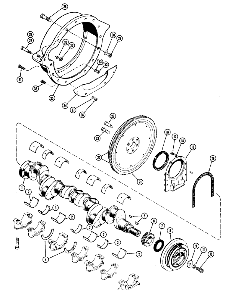 Схема запчастей Case W9C - (018) - CRANKSHAFT AND FLYWHEEL, (401) DIESEL ENGINE (02) - ENGINE