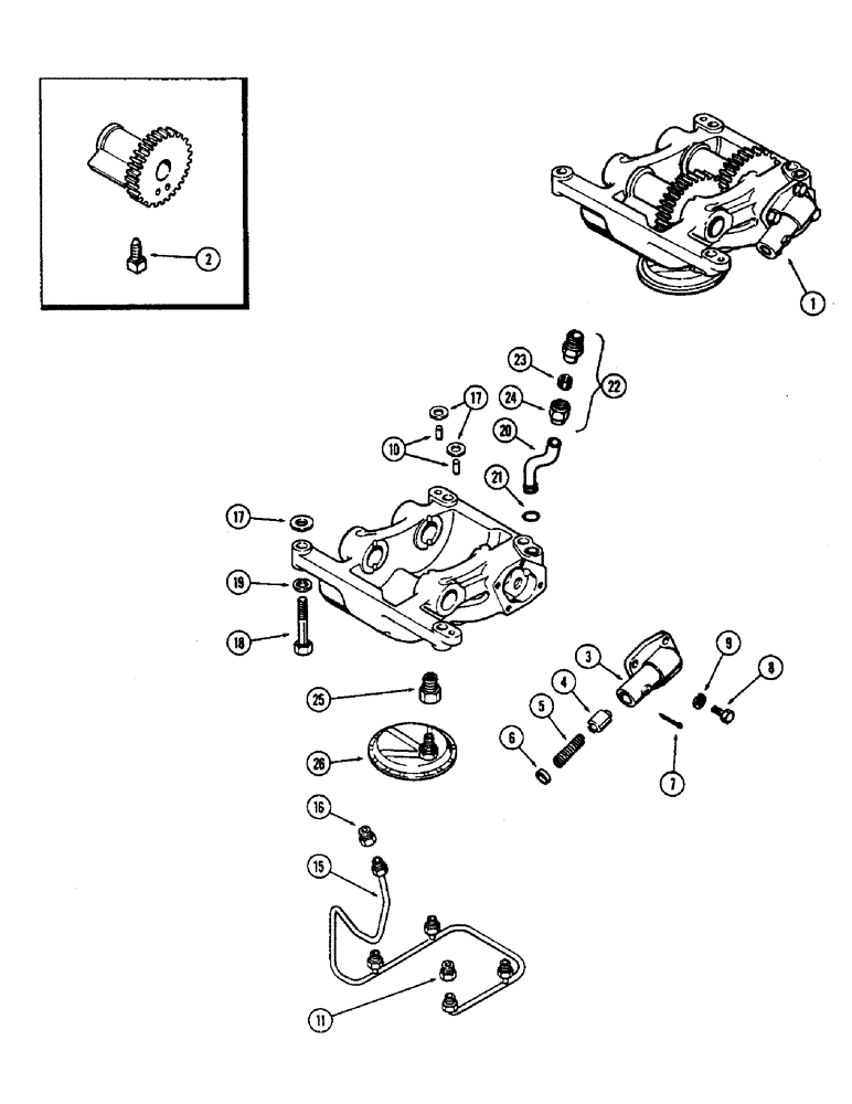 Схема запчастей Case W7E - (044) - BALANCER AND OIL PUMP, (301B) SPARK IGNITION ENGINE, 2 GEAR TYPE (02) - ENGINE