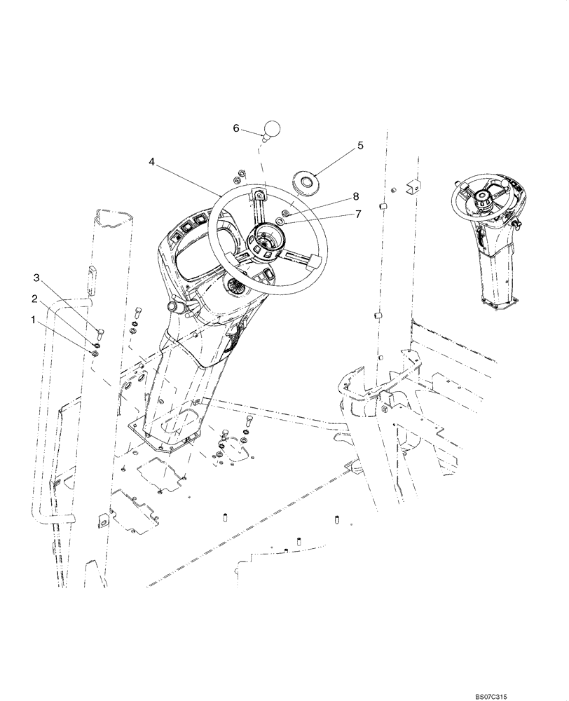 Схема запчастей Case 521E - (05-01) - CAB/CANOPY - STEERING WHEEL (05) - STEERING