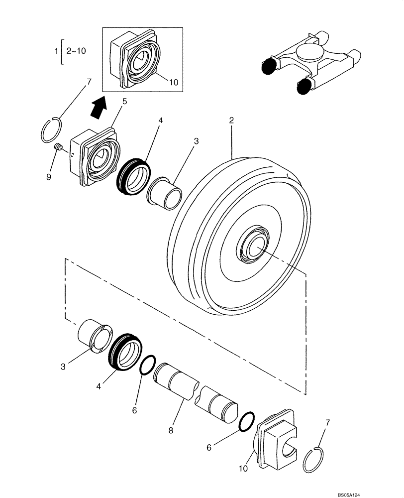 Схема запчастей Case CX225SR - (05-06) - TRACK - IDLER (05) - STEERING