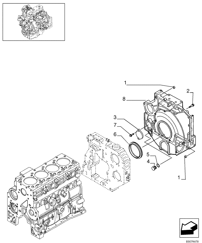 Схема запчастей Case 750L - (02-29) - FLYWHEEL HOUSING (02) - ENGINE