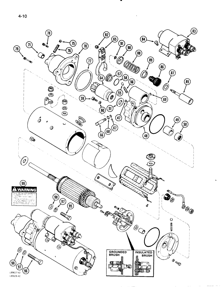 Схема запчастей Case W30 - (4-10) - STARTER (04) - ELECTRICAL SYSTEMS