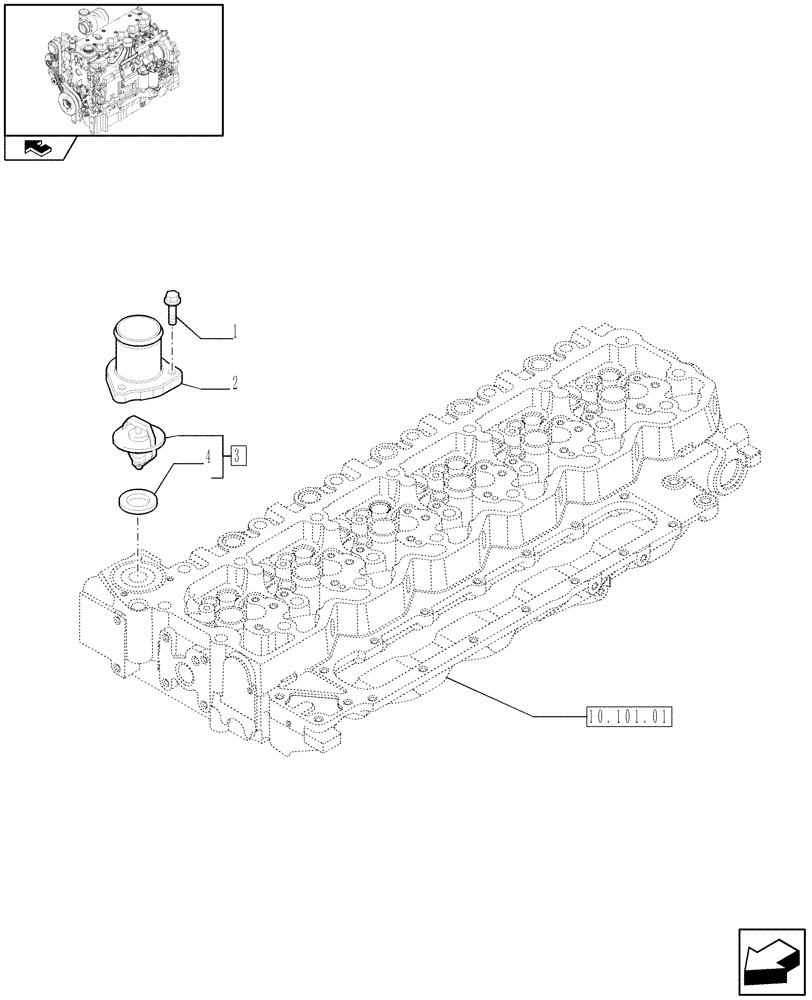 Схема запчастей Case F4DFE613B A004 - (10.402.01) - THERMOSTAT - ENGINE COOLING SYSTEM (10) - ENGINE