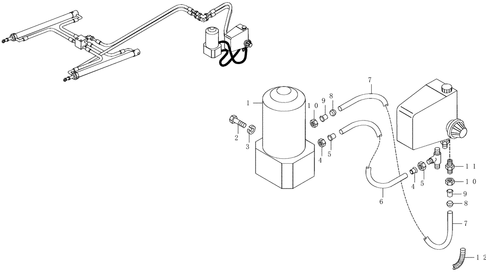 Схема запчастей Case 330 - (59A00010531[01]) - HOODS - HYDRAULIC DUMPING - ELECTRICAL PUMP - OPTION (10) - Cab/Cowlings