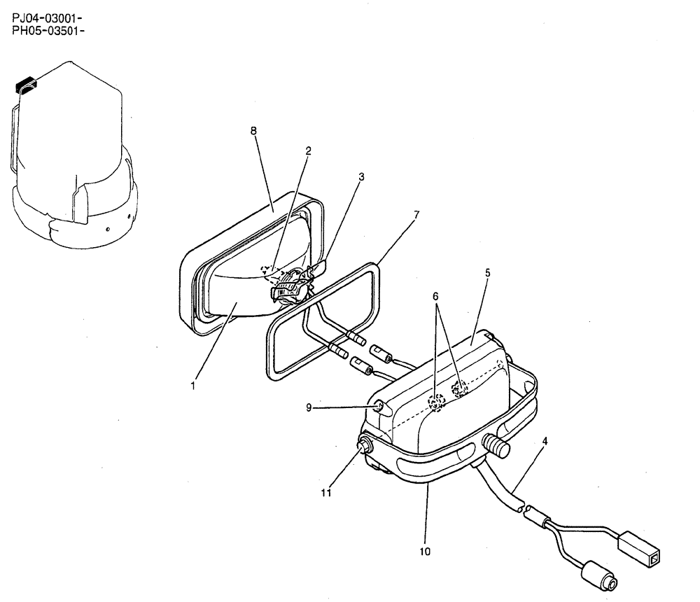 Схема запчастей Case CX50B - (02-077) - LAMP ASSEMBLY P/N PW80S00004F1 (05) - SUPERSTRUCTURE