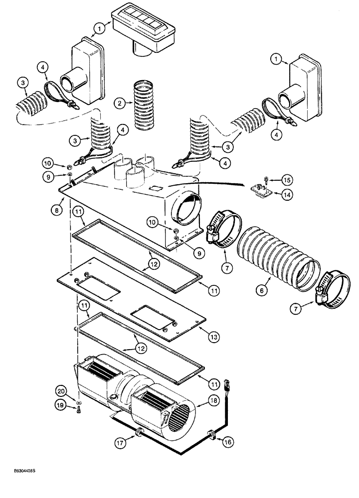 Схема запчастей Case 921 - (9-058) - HEATING AND AIR CONDITIONING PLENUM (09) - CHASSIS/ATTACHMENTS