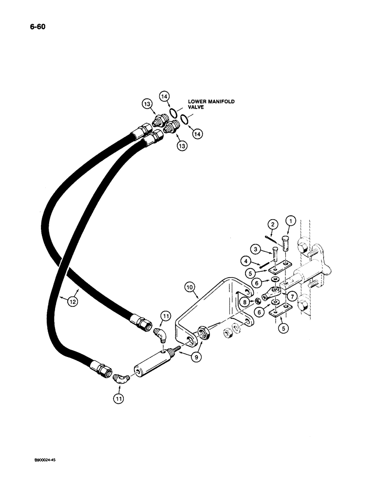 Схема запчастей Case 1085C - (6-60) - HIGH-LOW SHIFT LINES, TRANSMISSION TO LOWER MANIFOLD VALVE (06) - POWER TRAIN