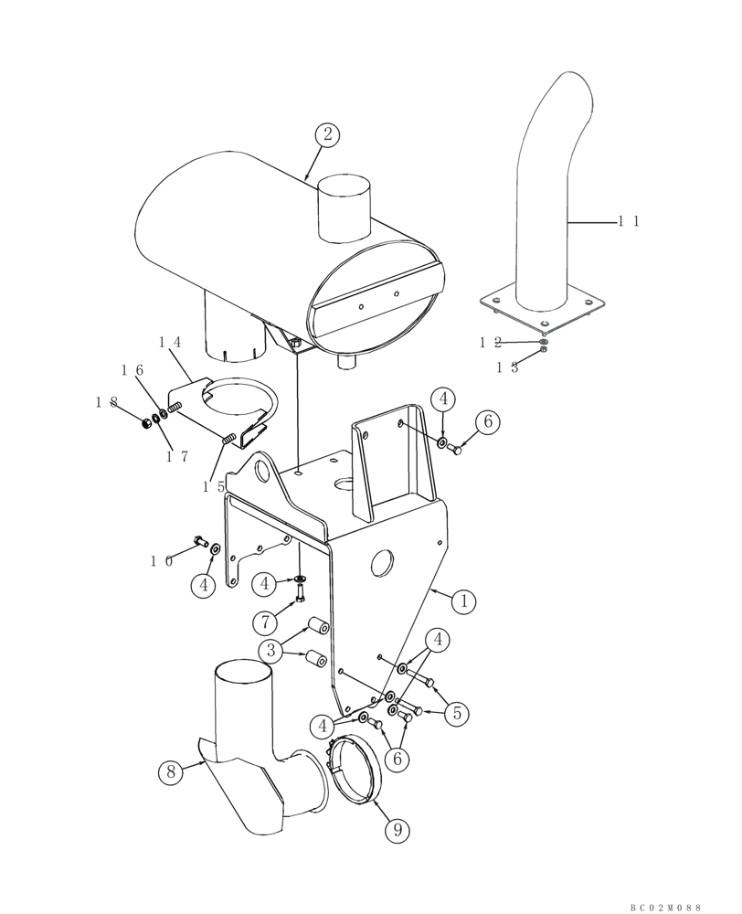 Схема запчастей Case 921C - (02-07) - MUFFLER - EXHAUST SYSTEM (Nov 19 2008 2:30PM) (02) - ENGINE