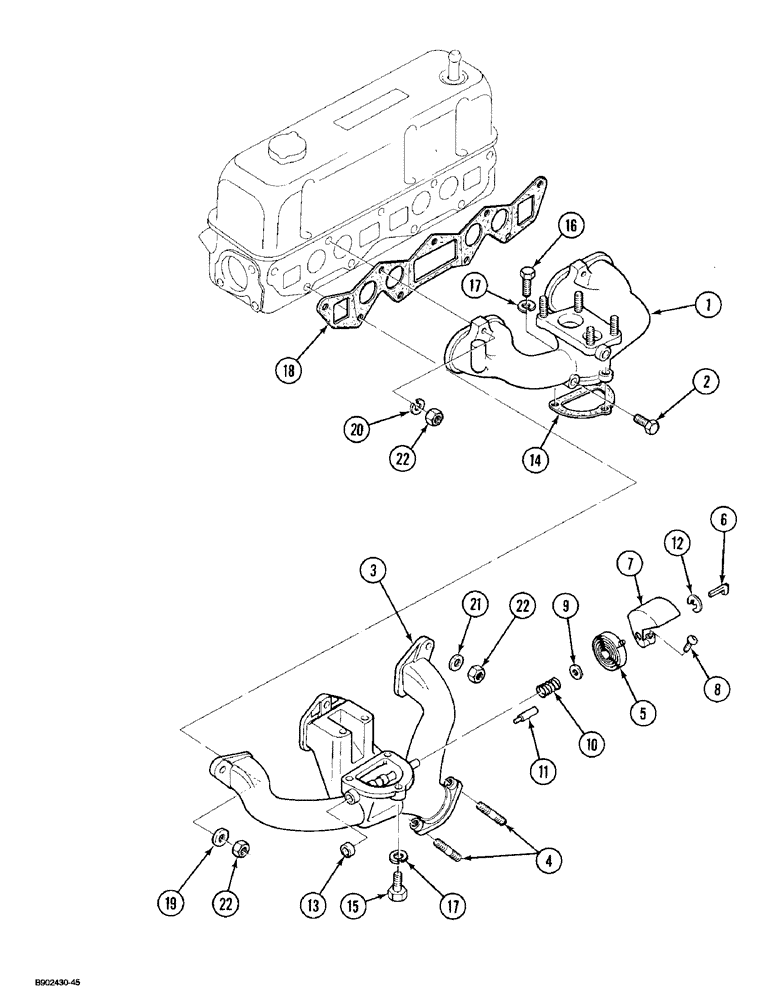 Схема запчастей Case 1825 - (2-50) - MANIFOLDS, GASOLINE MODELS (02) - ENGINE