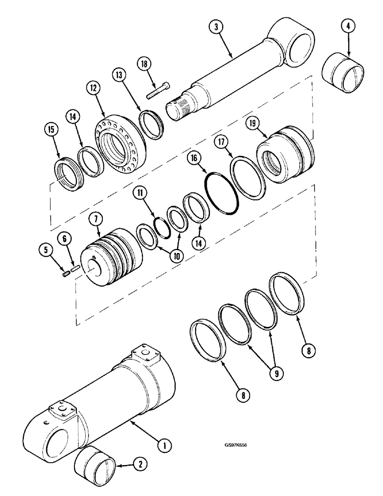 Схема запчастей Case 220B - (8-192) - BOOM CYLINDER, P.I.N. 74441 THROUGH 74597, P.I.N. 03201 AND AFTER (08) - HYDRAULICS