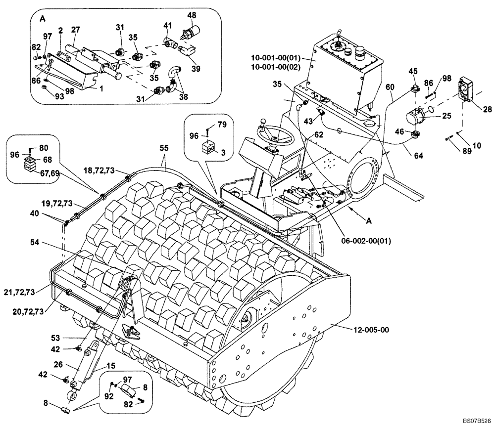 Схема запчастей Case SV212 - (10-010-00[01]) - HYDRAULICS - DOZER BLADE (GROUP 348) (ND129261) (08) - HYDRAULICS