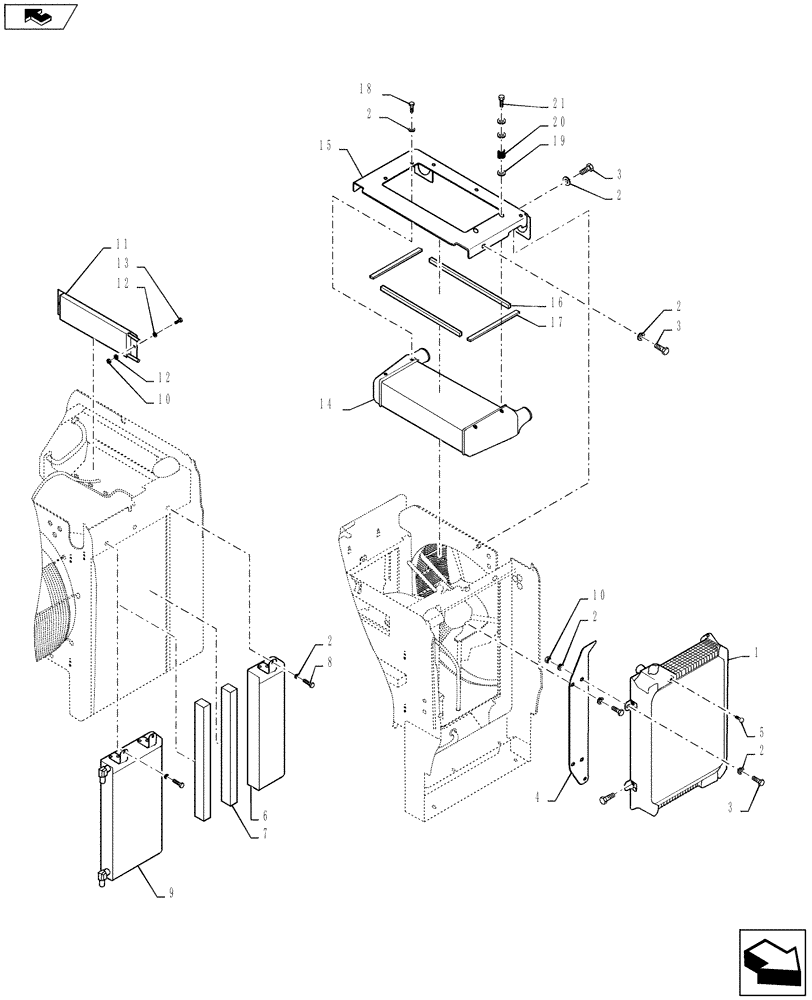 Схема запчастей Case 721F - (10.400.01) - COOLERS INSTALLATION - STANDARD PACKAGE (10) - ENGINE