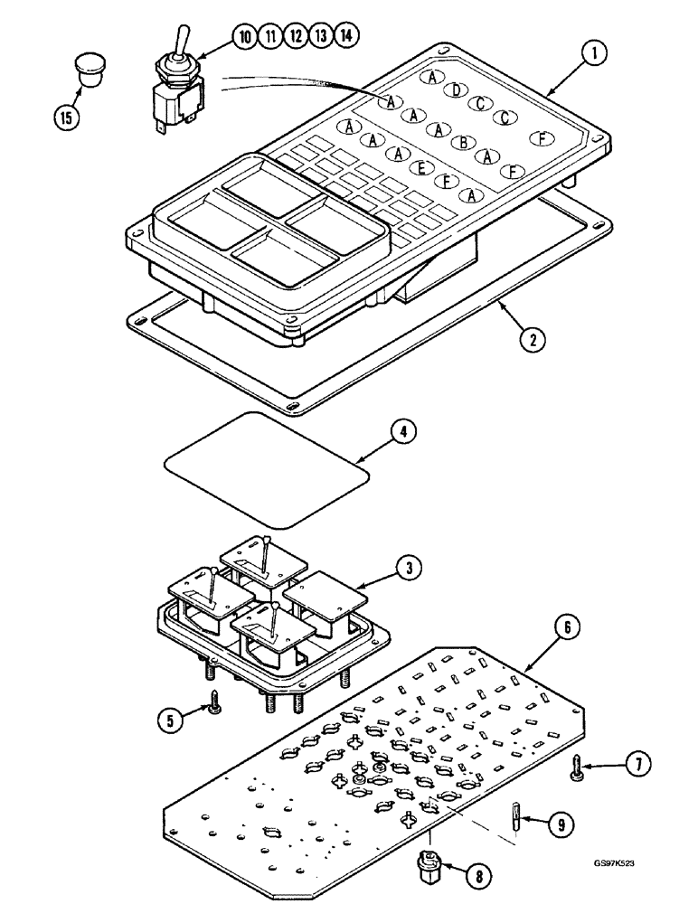 Схема запчастей Case 220B - (4-18) - ELECTRICAL CONTROL PANEL, P.I.N. 74597, P.I.N. 03201 AND AFTER (04) - ELECTRICAL SYSTEMS