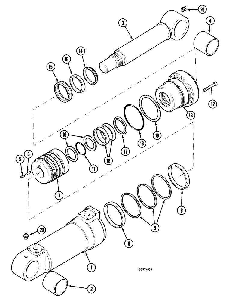 Схема запчастей Case 220B - (8-200) - ARM CYLINDER, IF USED (08) - HYDRAULICS