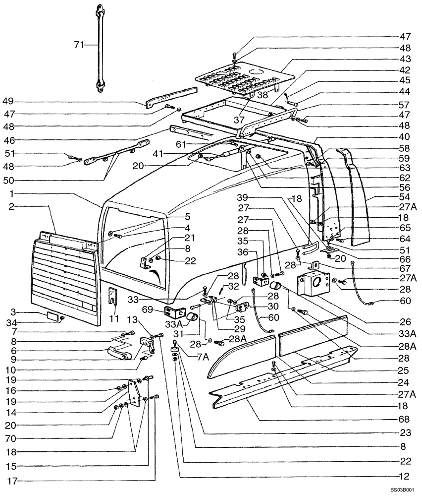 Схема запчастей Case 865 - (09.16[00]) - ENGINE HOOD AND GRILLE (09) - CHASSIS