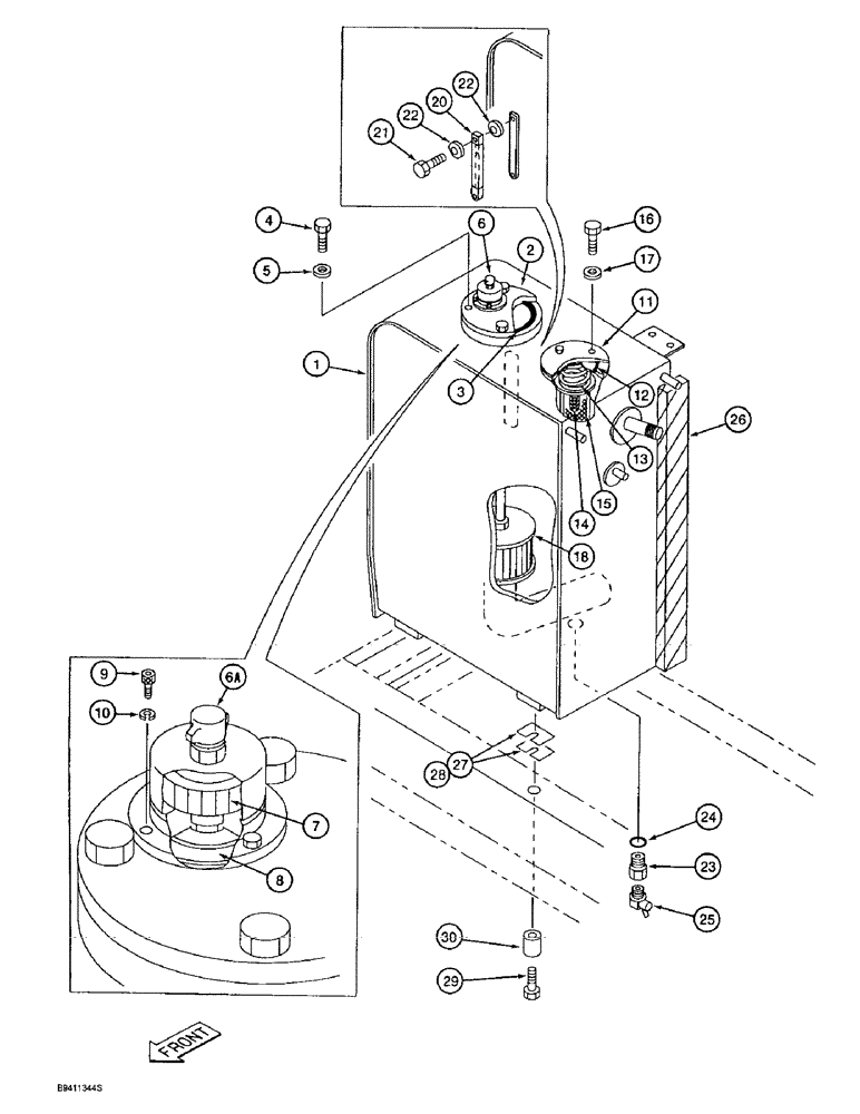 Схема запчастей Case 9020B - (8-002) - HYDRAULIC RESERVOIR (08) - HYDRAULICS