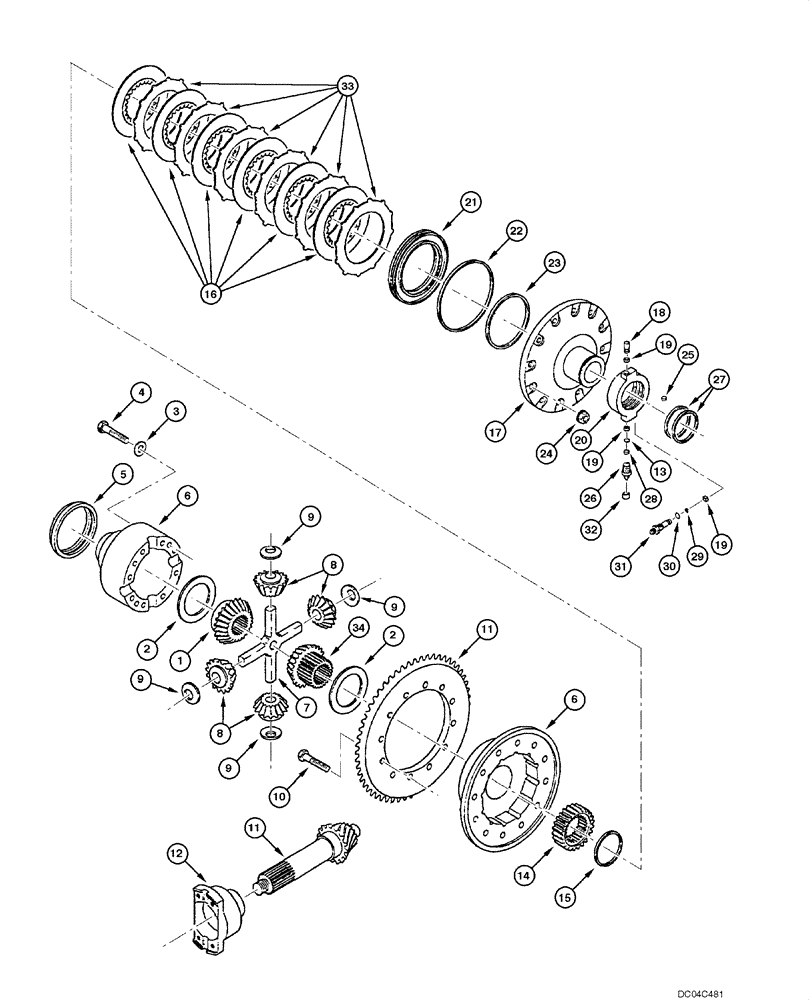 Схема запчастей Case 845 - (06.33[00]) - REAR AXLE DANA - RING GEAR AND PINNION (06) - POWER TRAIN