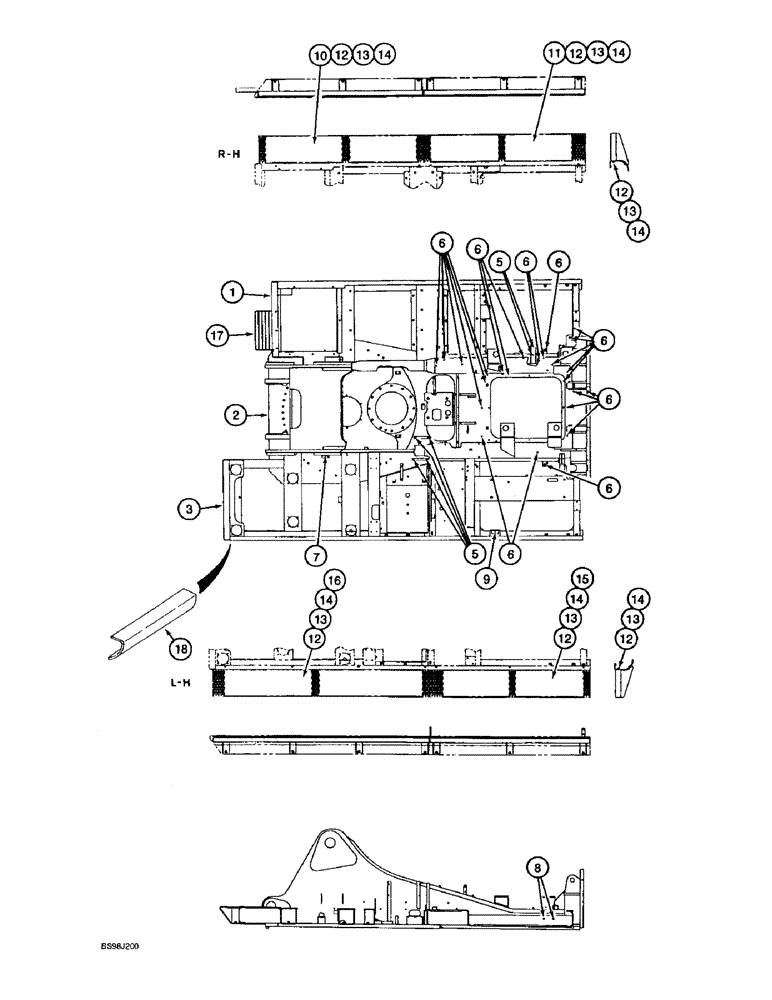 Схема запчастей Case 9060B - (9-006) - TURNTABLE AND WALKWAYS (09) - CHASSIS