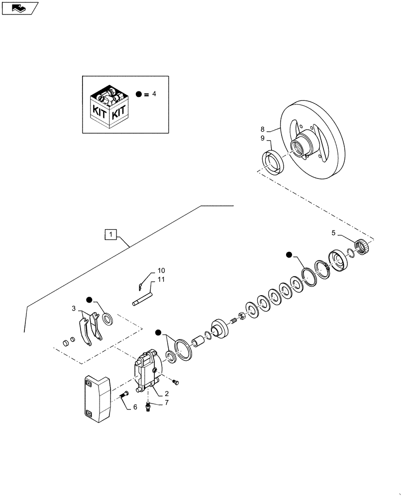 Схема запчастей Case 1021F - (33.110.00) - PARKING BRAKE (33) - BRAKES & CONTROLS