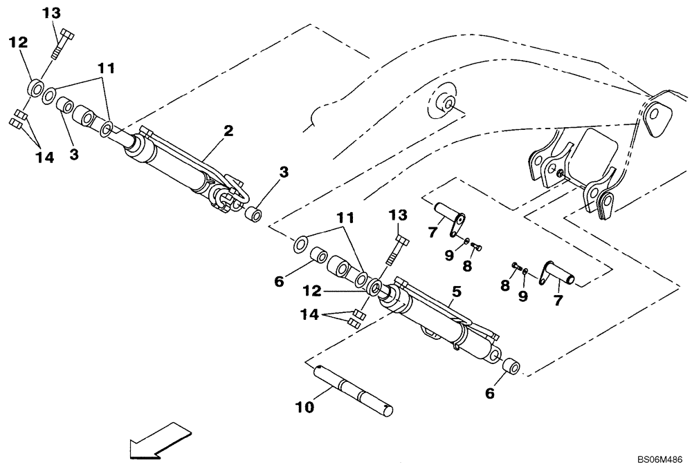 Схема запчастей Case CX240B - (09-37) - BOOM CYLINDER - MOUNTING (09) - CHASSIS/ATTACHMENTS