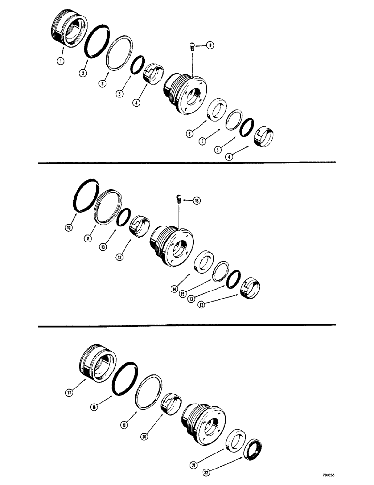 Схема запчастей Case 310G - (280) - CYLINDER PACKING KITS, USED IN RIPPER CYLINDERS WITH, 3" CYL. TUBE X 1-1/2" PISTON ROD (07) - HYDRAULIC SYSTEM