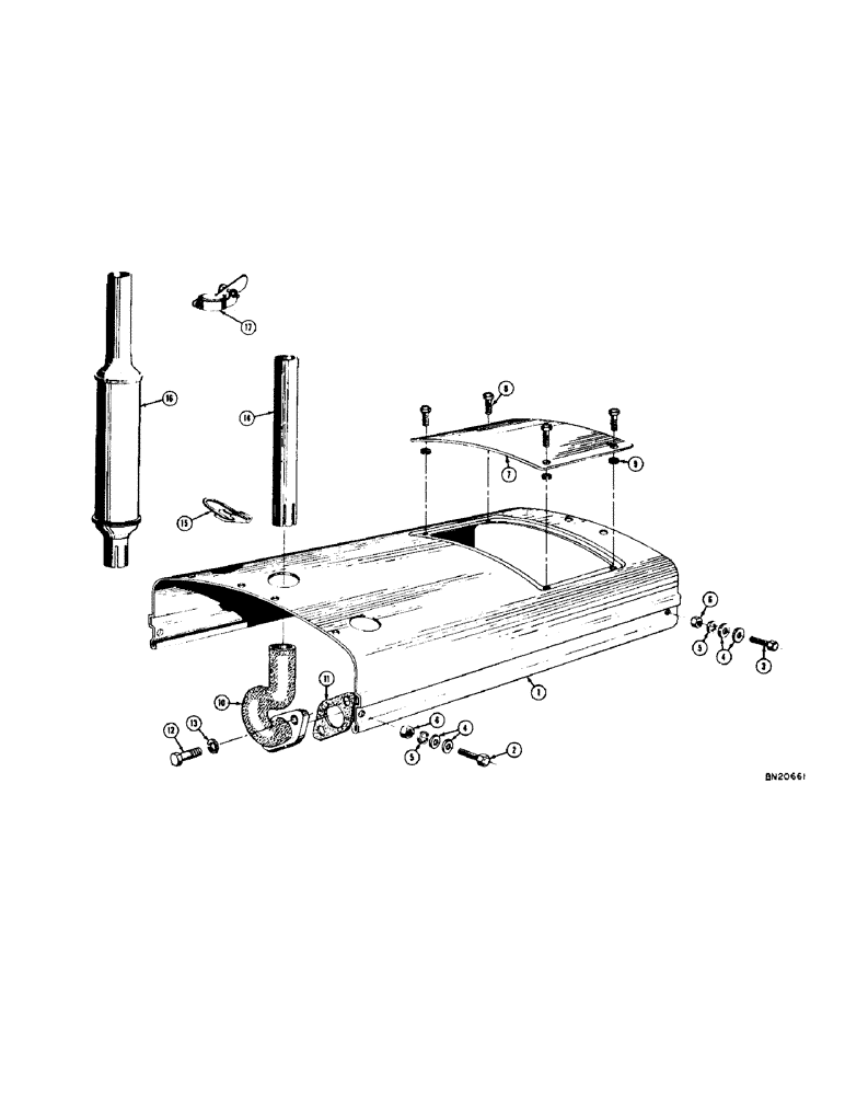 Схема запчастей Case 320 - (042) - HOOD AND EXHAUST SYSTEM (05) - UPPERSTRUCTURE CHASSIS