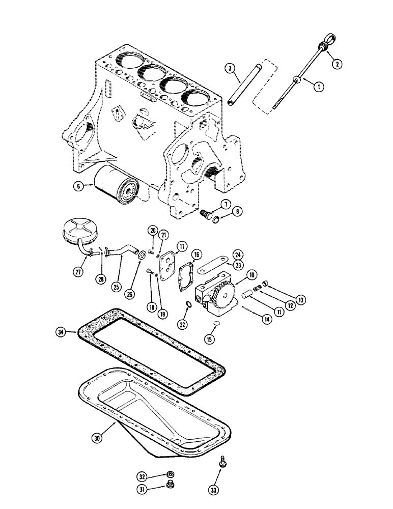 Схема запчастей Case 310G - (038) - OIL PUMP-OIL FILTER-OIL PAN, (148B) SPARK IGNITION ENGINE (01) - ENGINE