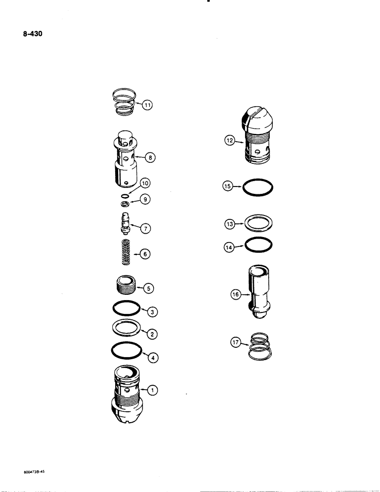 Схема запчастей Case 1455B - (8-430) - CIRT RELIEF & ANTICAV. VALVE, D65200 CIRT RELIEF & ANTICAV. VALVE (08) - HYDRAULICS