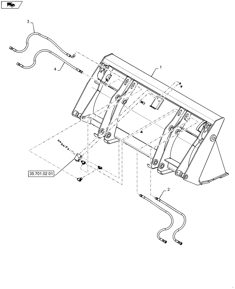 Схема запчастей Case 580SN WT - (35.701.02[02]) - HYDRAULICS - CYLINDER, LOADER BUCKET 4-IN-1 (35) - HYDRAULIC SYSTEMS