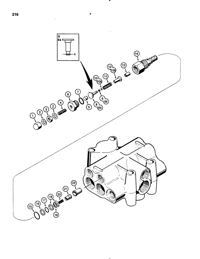 Схема запчастей Case 455B - (216) - CIRCUIT RELIEF VALVE AND LOAD CHECK VALVE (07) - HYDRAULIC SYSTEM