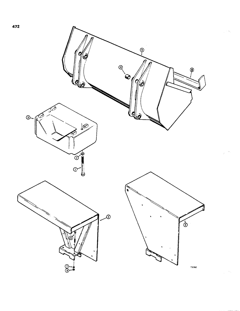 Схема запчастей Case 35 - (472) - SPECIAL PARTS REQUIRED WITH SIDE SHIFT BACKHOE, FRONT COUNTERWEIGHT 