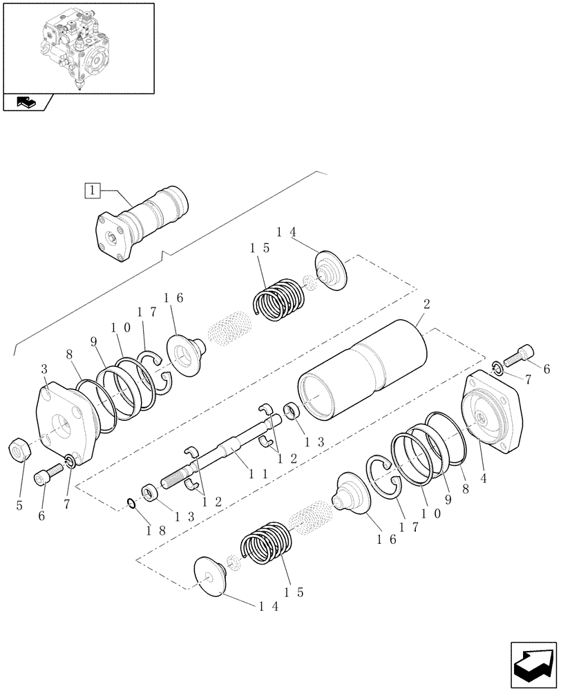 Схема запчастей Case 121E - (1.82.3/01[03]) - PUMP ADJUSTMENT (07) - HYDRAULIC SYSTEMS