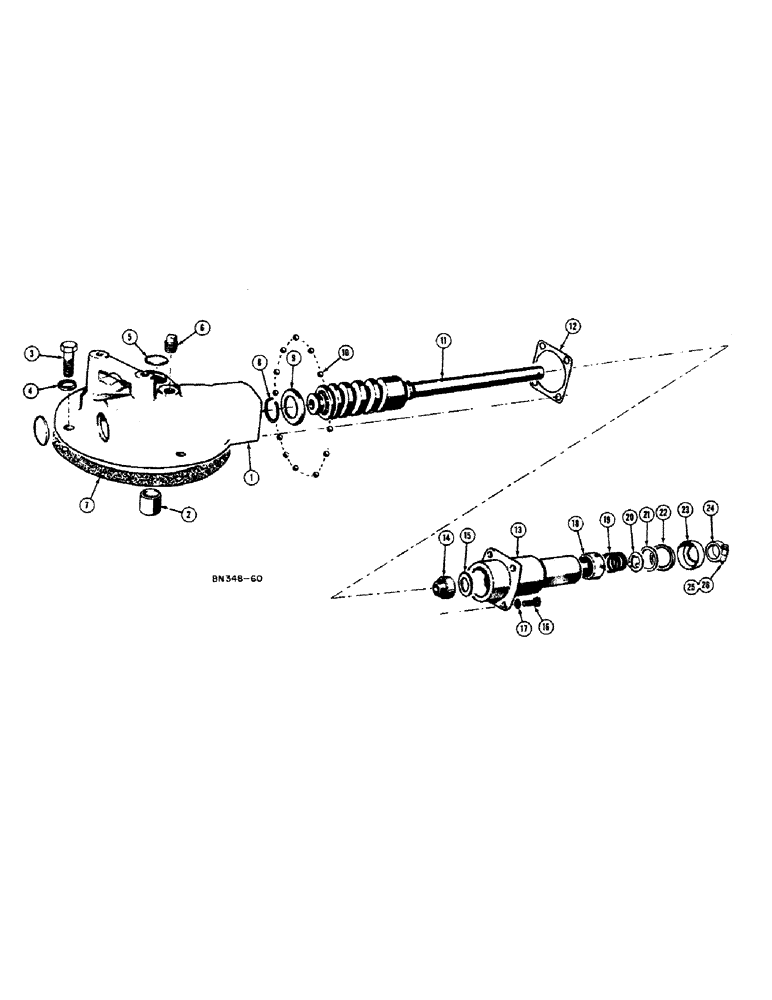 Схема запчастей Case 420B - (108) - STEERING GEAR CAM AND LEVER HOUSING 