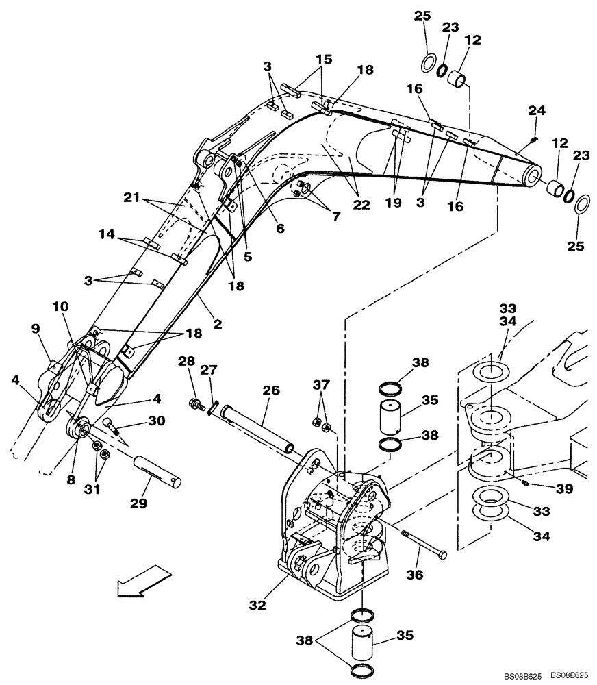 Схема запчастей Case CX80 - (09-44) - BOOM - STANDARD (09) - CHASSIS