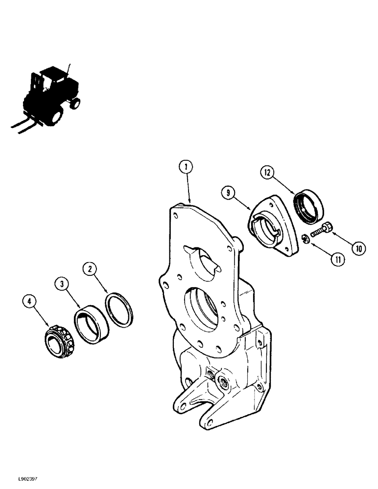 Схема запчастей Case 586E - (6-76) - TRANSAXLE MAIN SHAFT ADJUSTING COVER, 4 WHEEL DRIVE (06) - POWER TRAIN