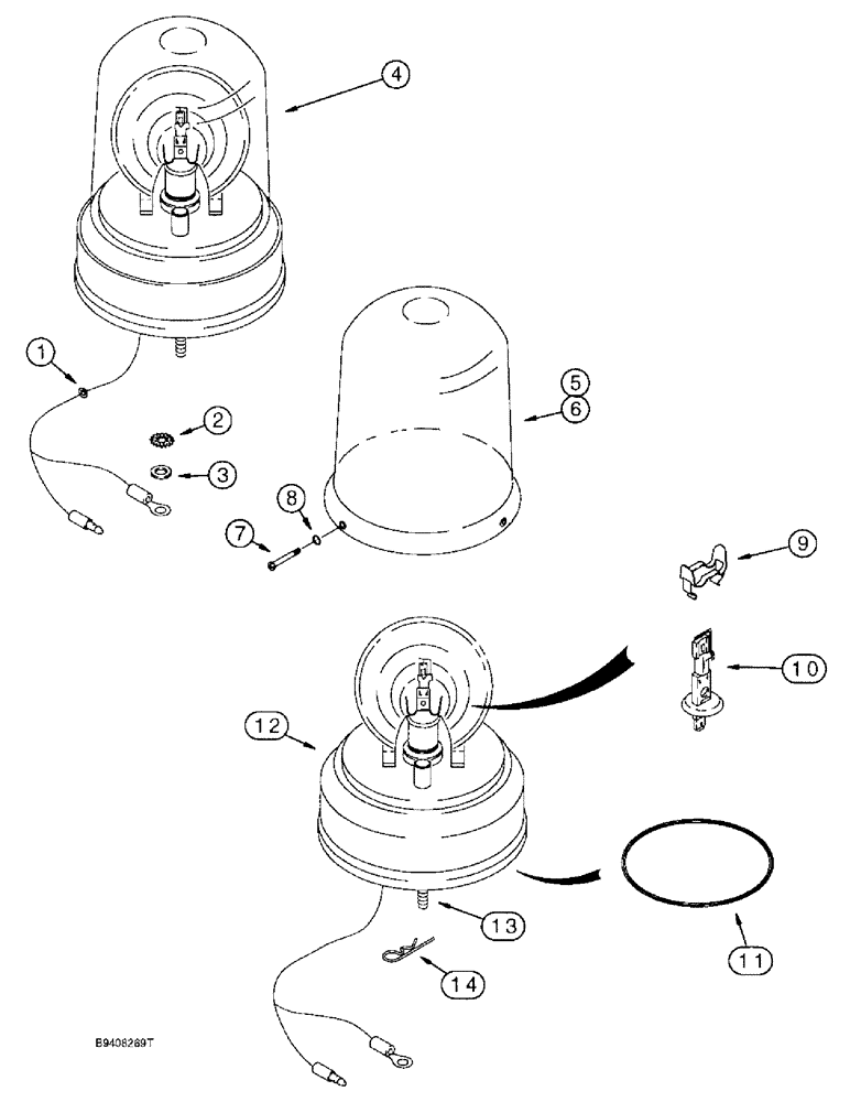 Схема запчастей Case 590SL - (4-42) - ROTATING BEACON, USED ON CAB OR CANOPY MODELS (04) - ELECTRICAL SYSTEMS