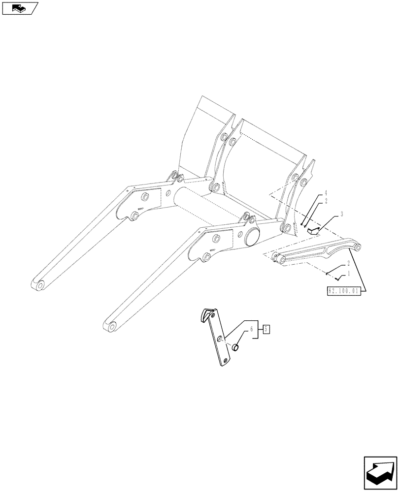 Схема запчастей Case 580SN WT - (82.100.0303) - VAR - 742433, 747863 - FRAME - LOADER LINKAGE (82) - FRONT LOADER & BUCKET